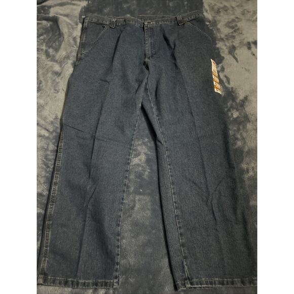 New Wrangler Five Star Blue Denim Carpenter’s Pants Size 42 X 30 Relaxed Fit - Picture 1 of 8